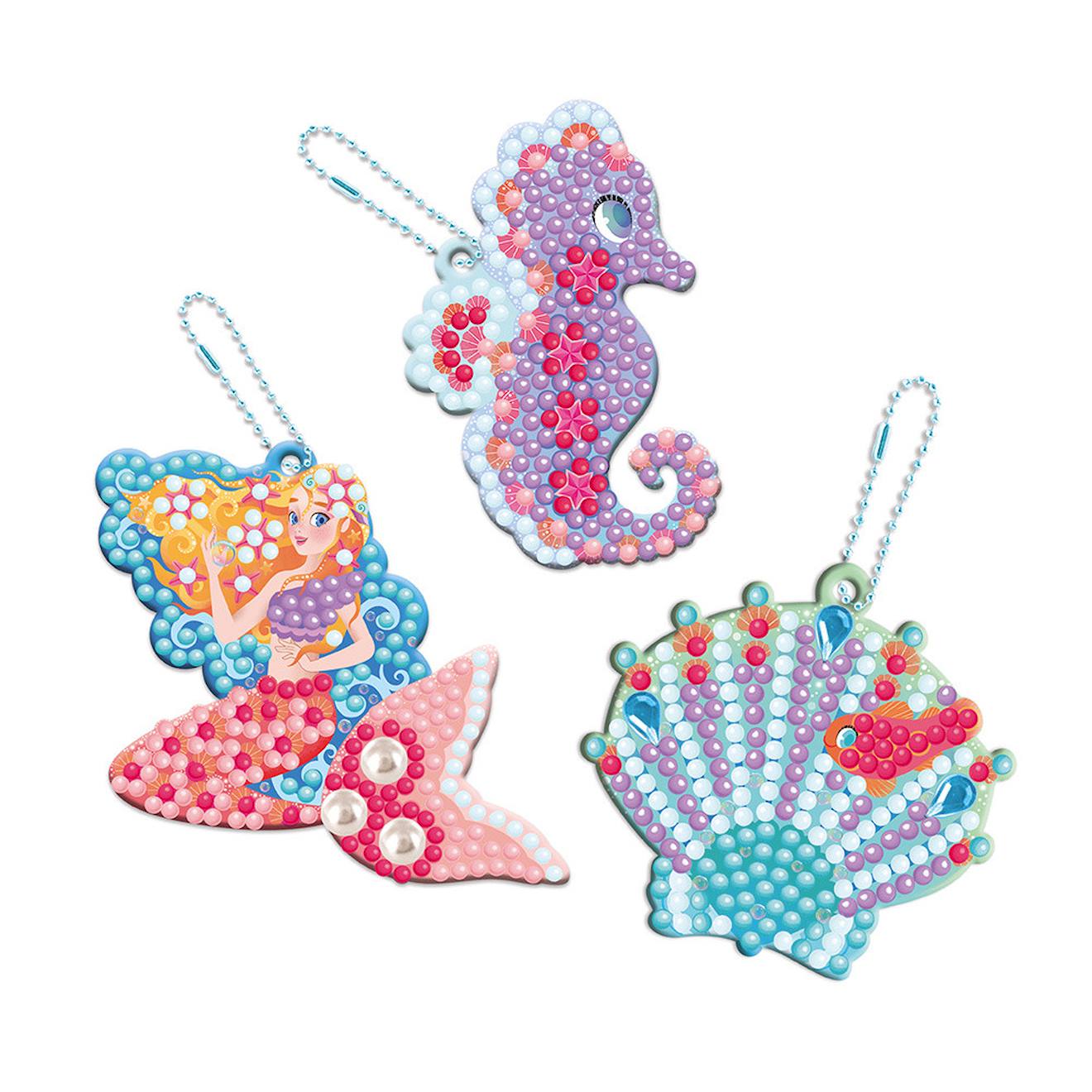 3 porte-clés à diamanter sirène - magic océan multicolore
