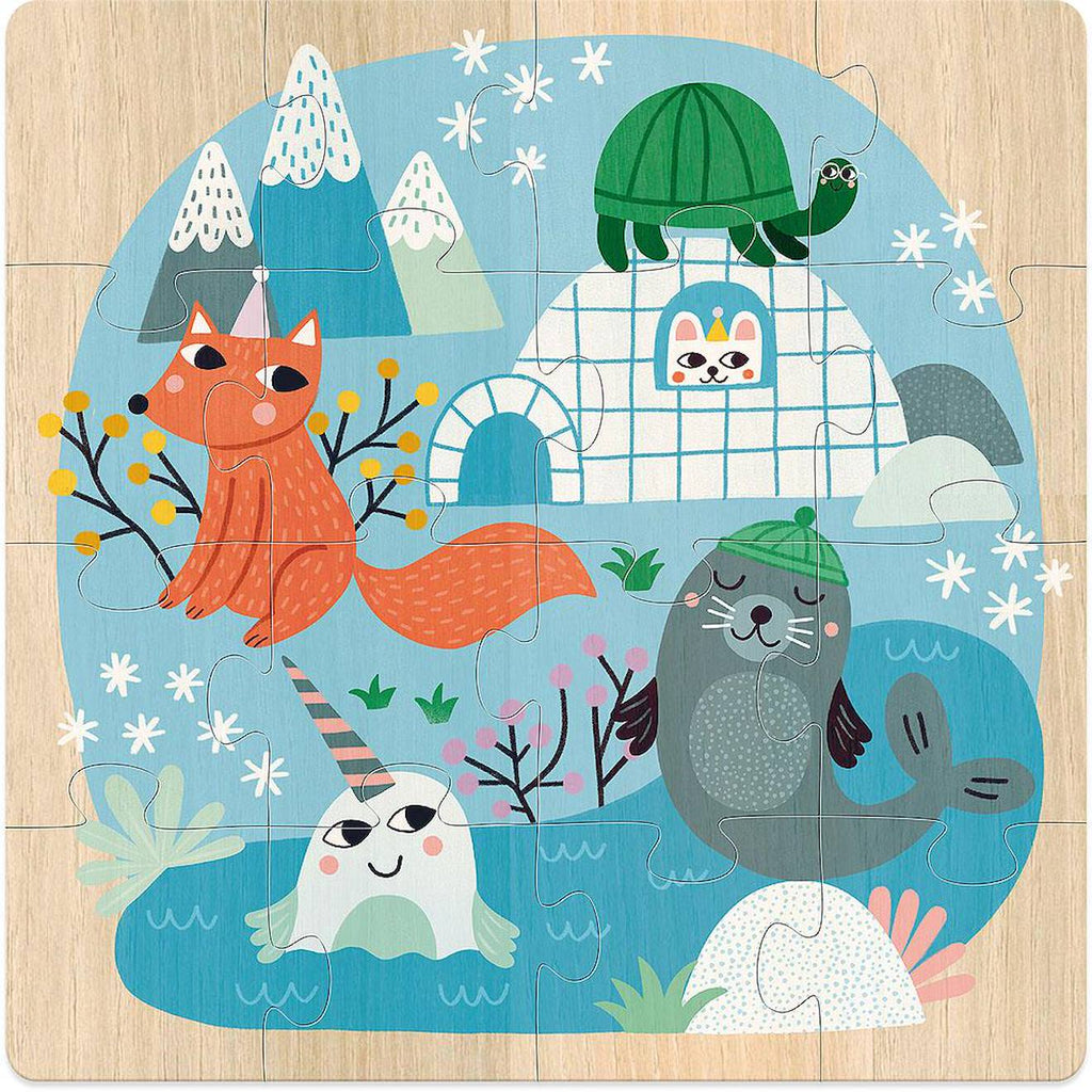 3 puzzles animaux du monde bleu