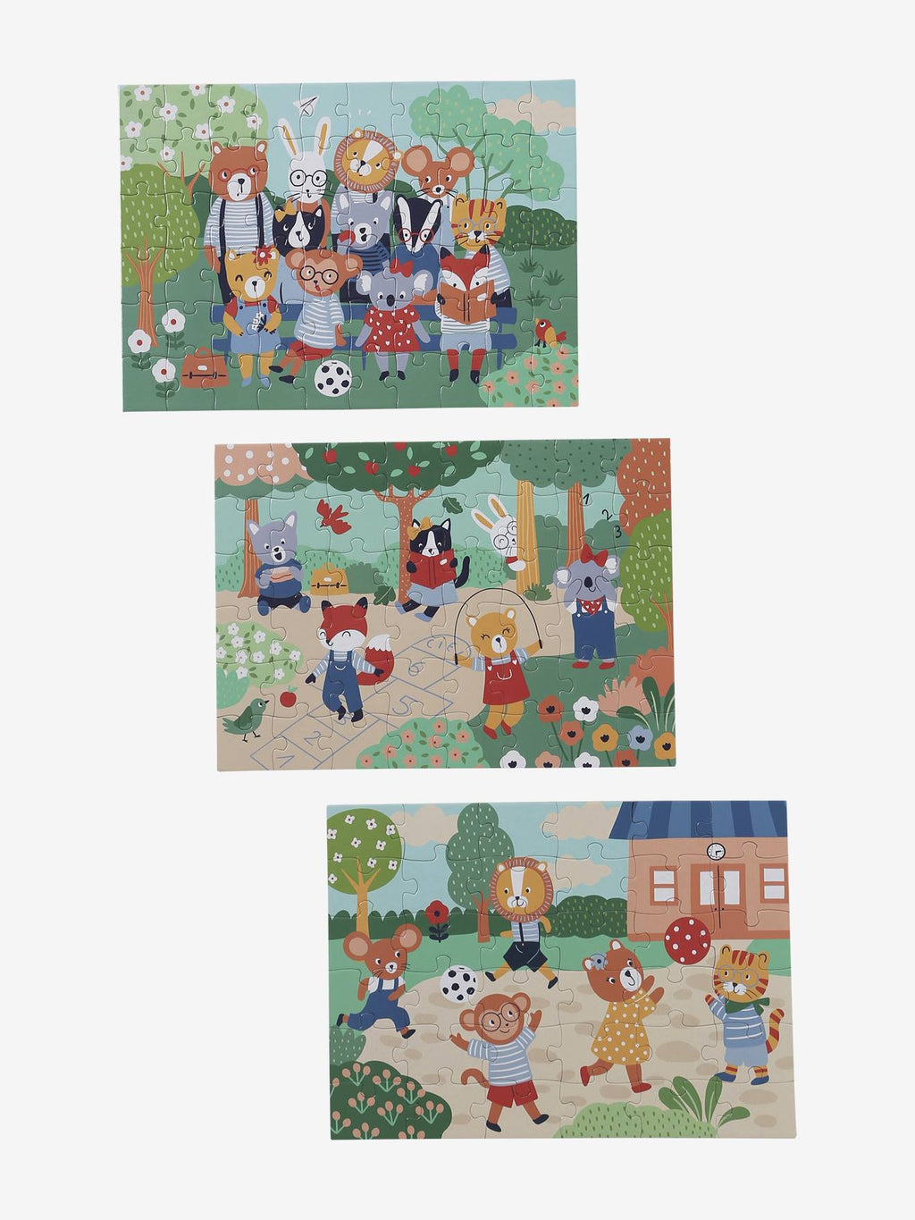 3 puzzles évolutifs 36 à 60 pièces en carton multicolore