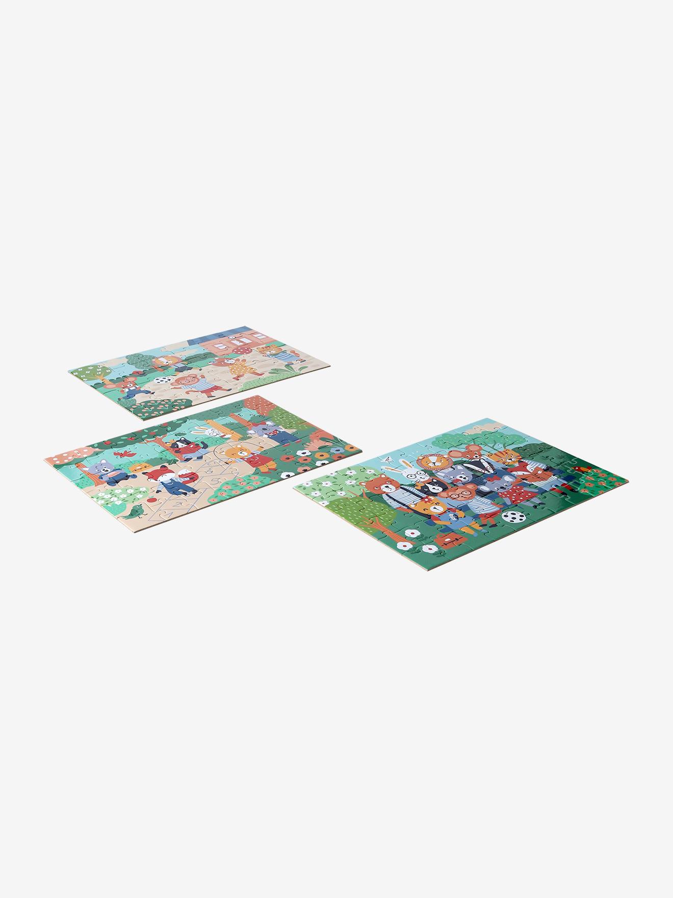 3 puzzles évolutifs 36 à 60 pièces en carton multicolore