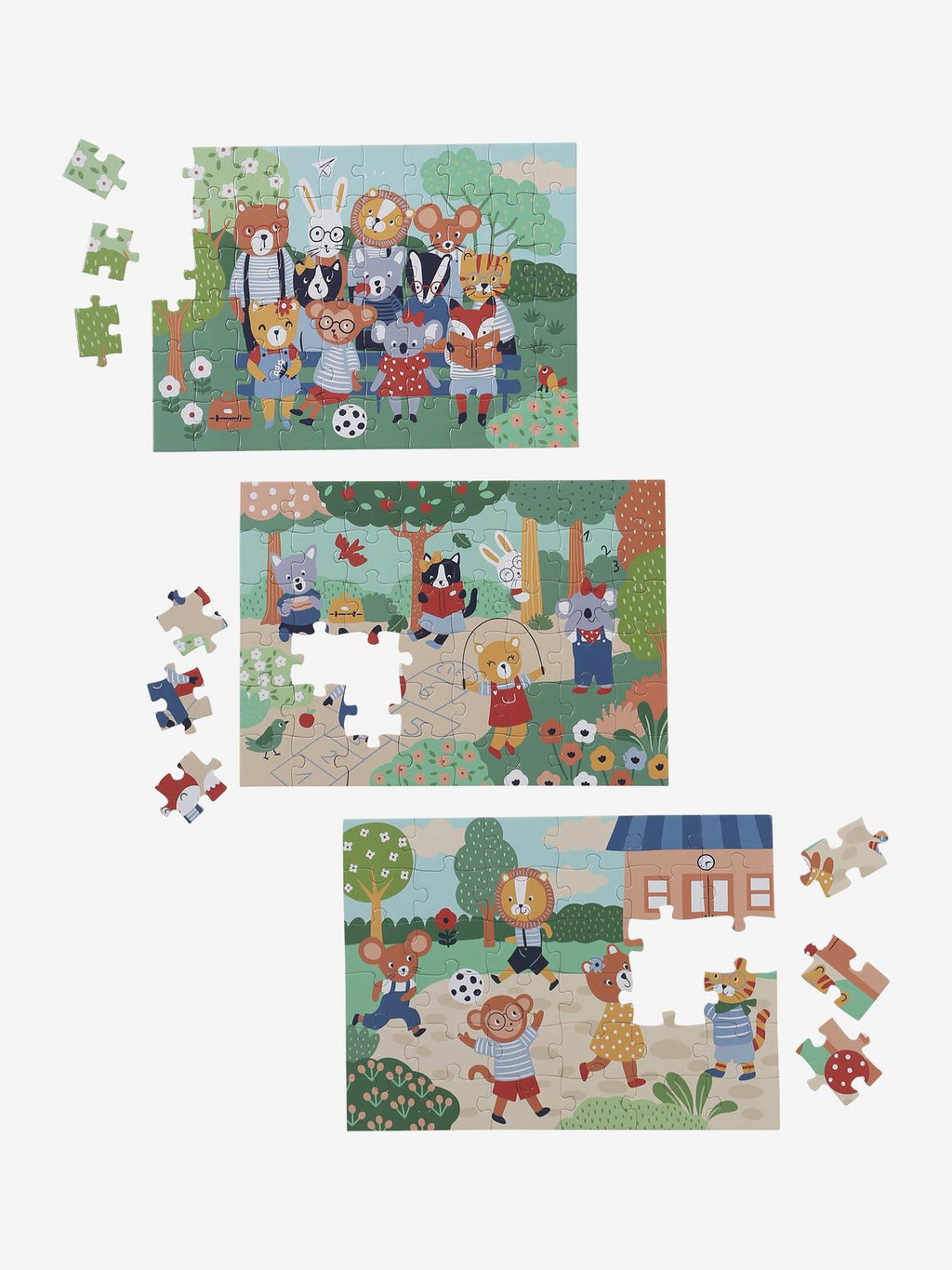3 puzzles évolutifs 36 à 60 pièces en carton multicolore