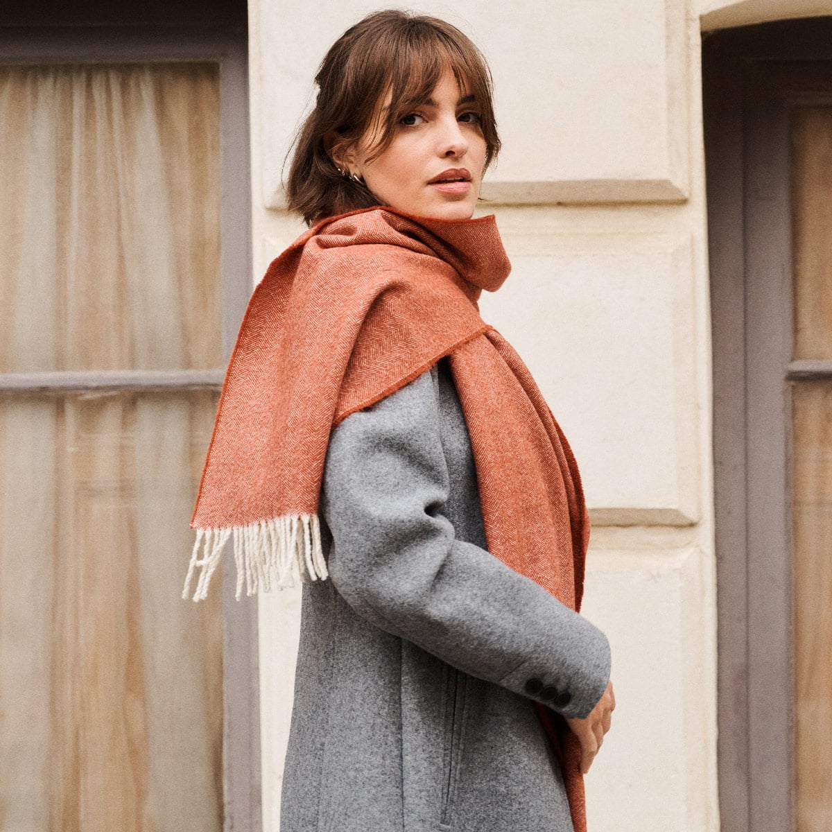 Écharpe à chevrons en laine mérinos – Élégante, chaude et intemporelle