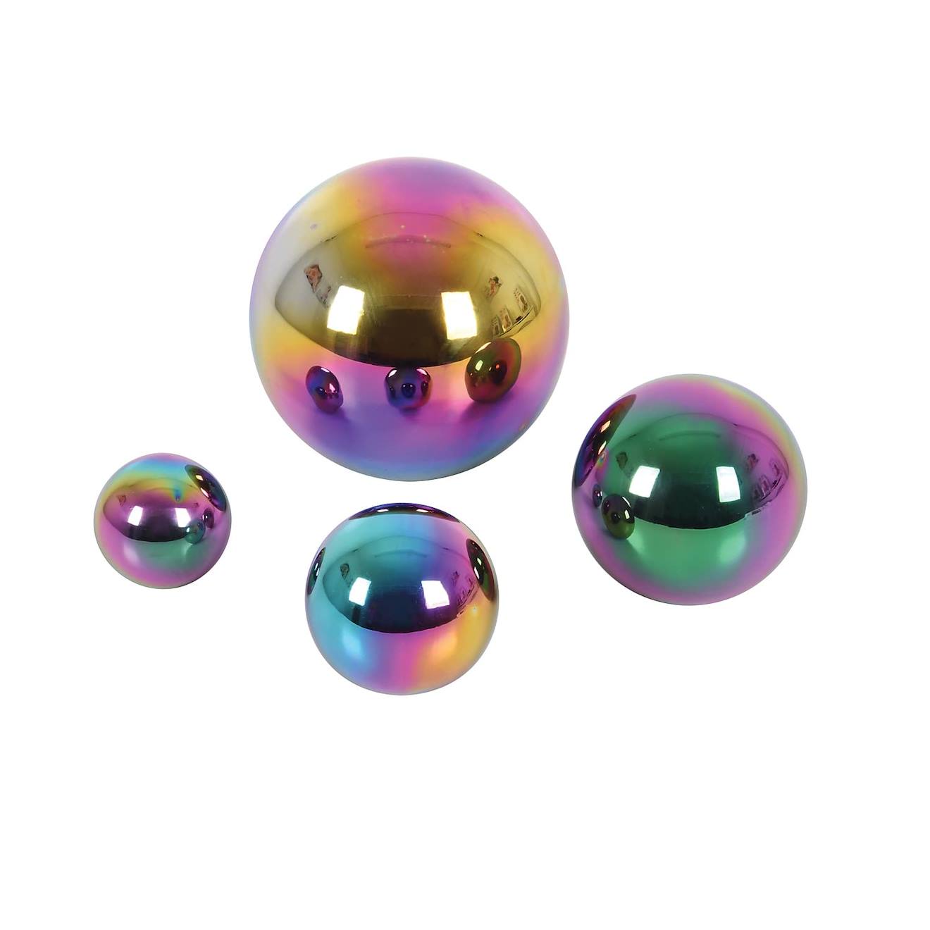 4 balles réfléchissantes multicolores gris