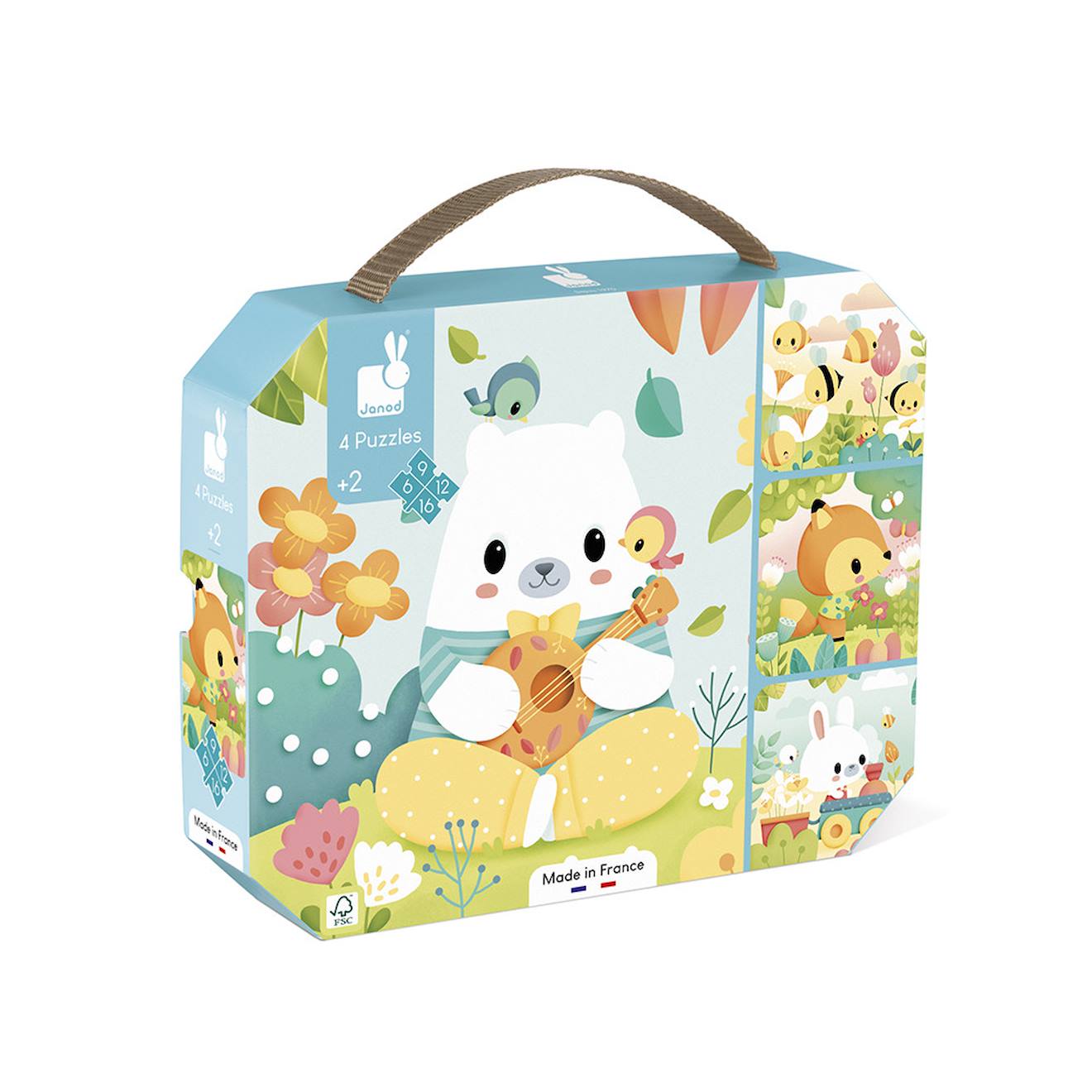 4 puzzles animaux, 6-9-12-16 pièces multicolore