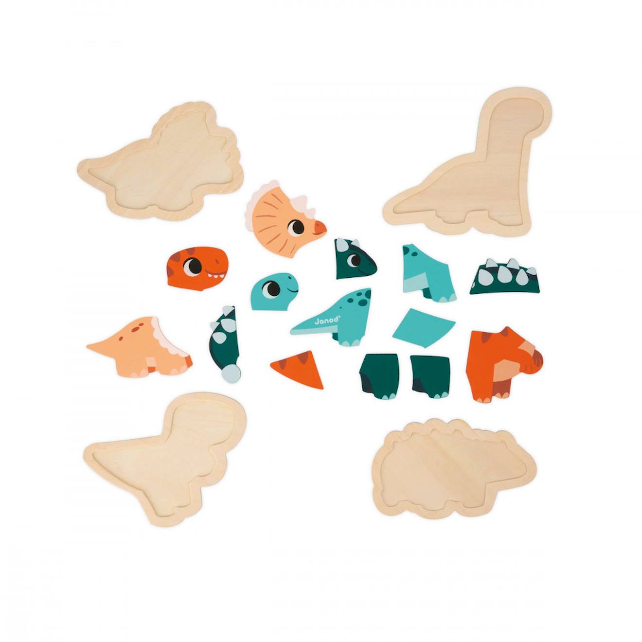 4 puzzles évolutifs dino, 2 à 5 pièces multicolore