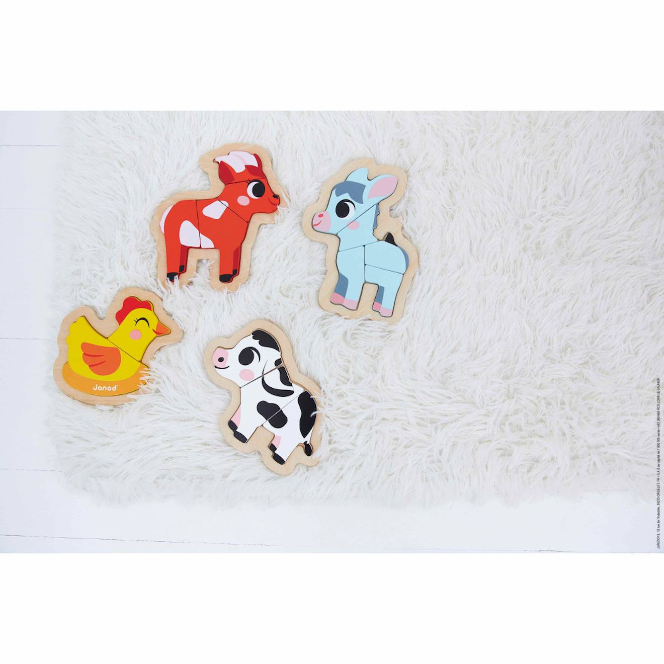 4 puzzles évolutifs en bois ferme 2 à 5 pièces multicolore