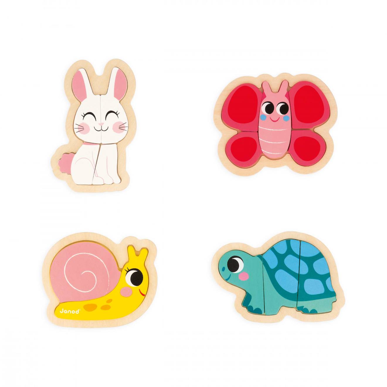 4 puzzles évolutifs en bois jardin 2 à 5 pièces multicolore