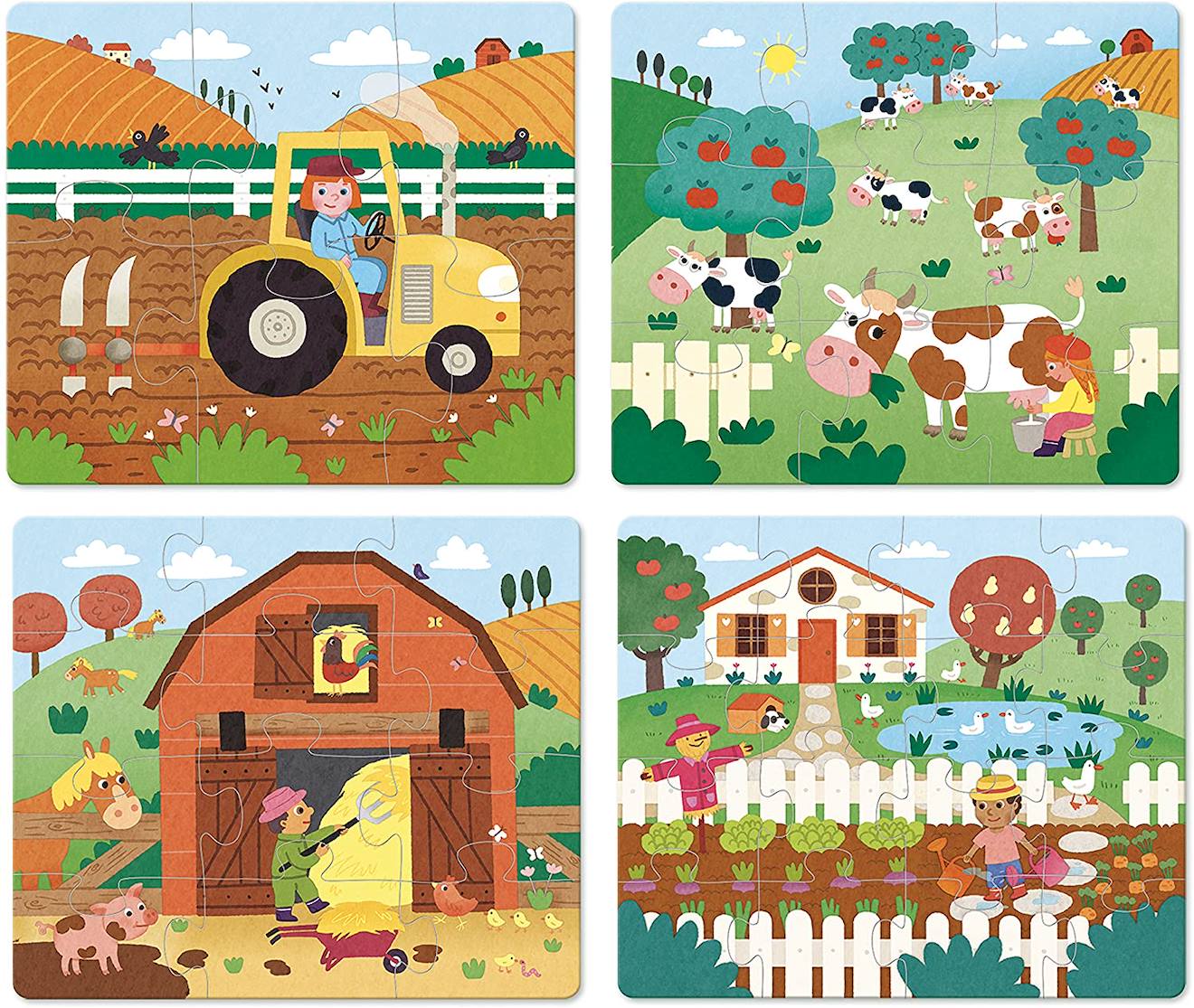 4 puzzles évolutifs ferme vert