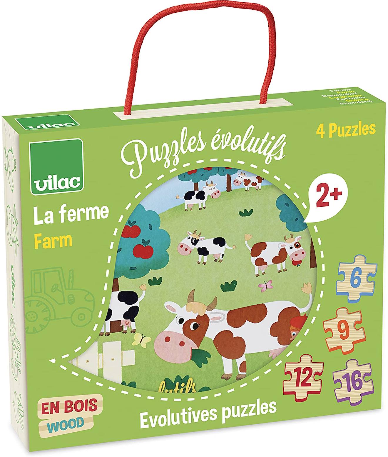4 puzzles évolutifs ferme vert