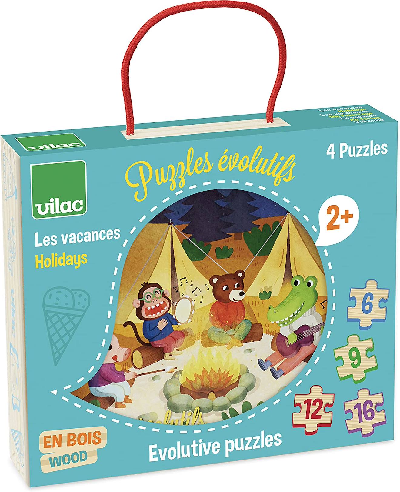 4 puzzles évolutifs vacances bleu