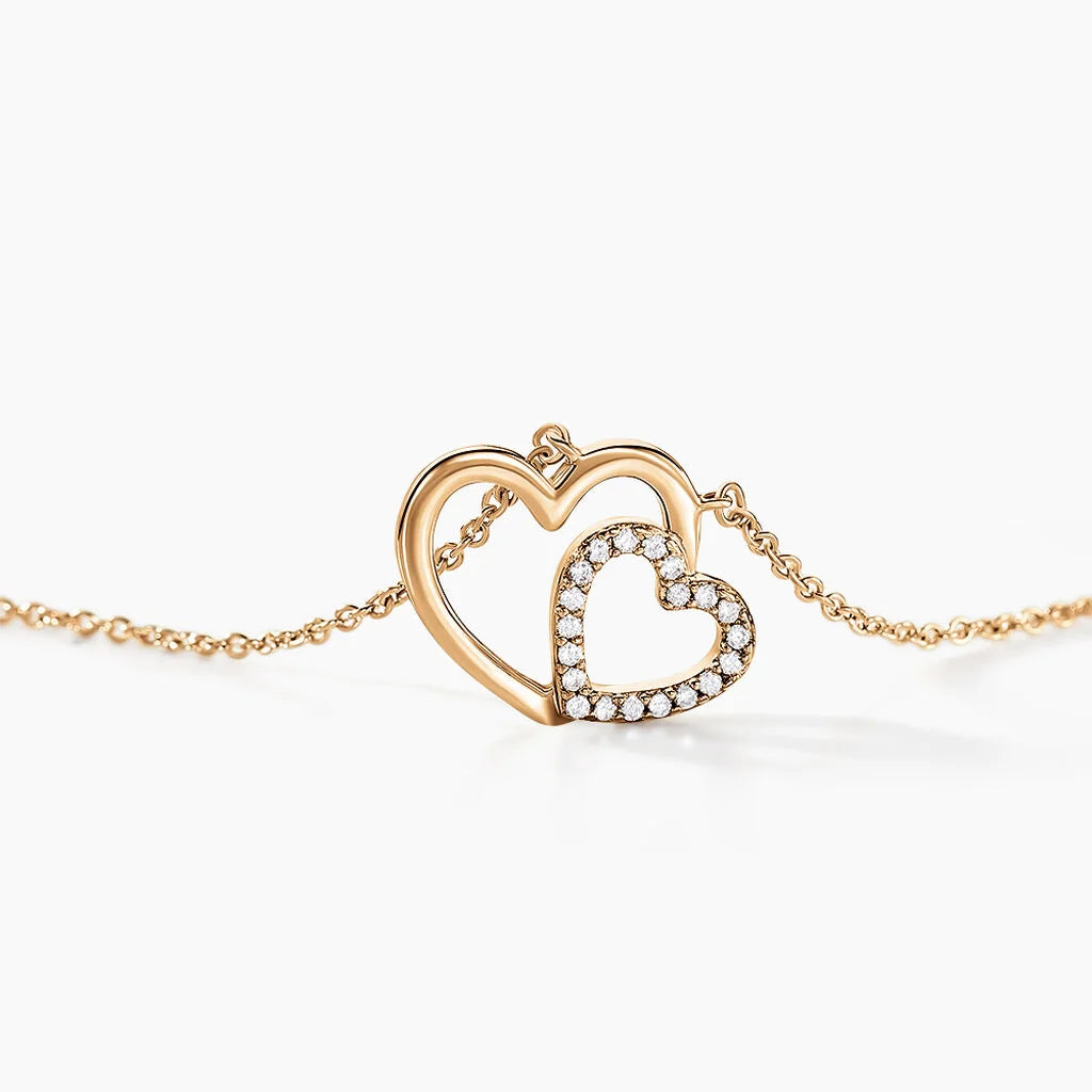 Collier double cœur Alexandra plaqué or Histoire d'Or