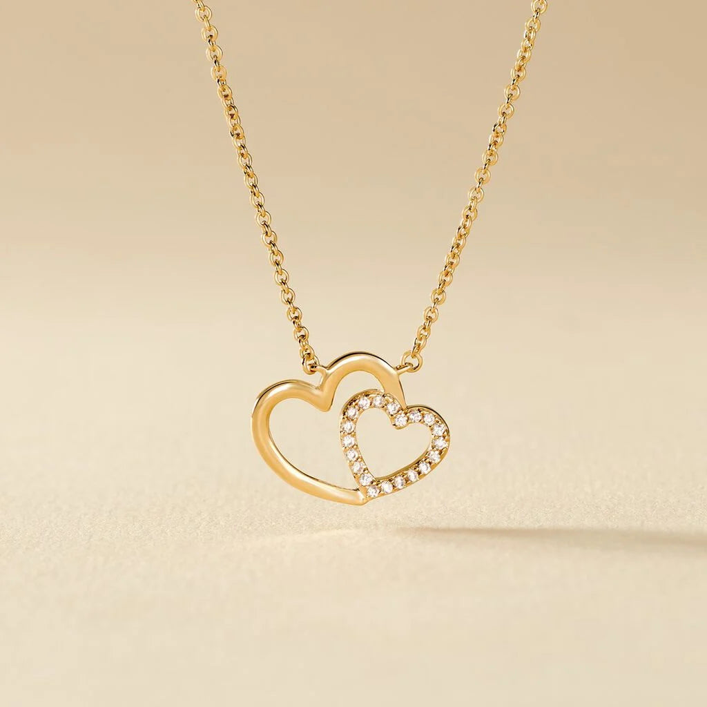 Collier double cœur Alexandra plaqué or Histoire d'Or