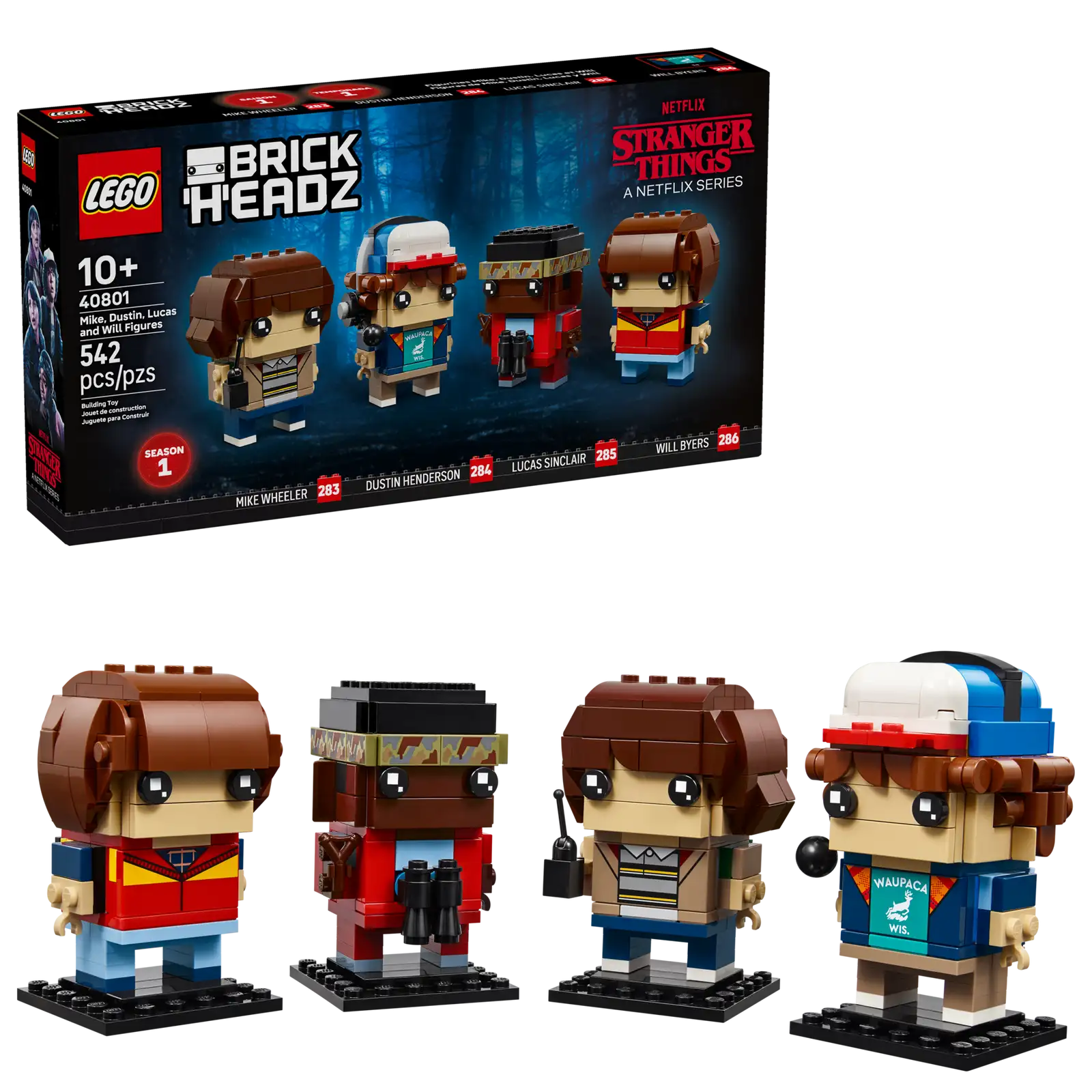 LEGO BrickHeadz Stranger Things – Figurines de Mike, Dustin, Lucas et Will