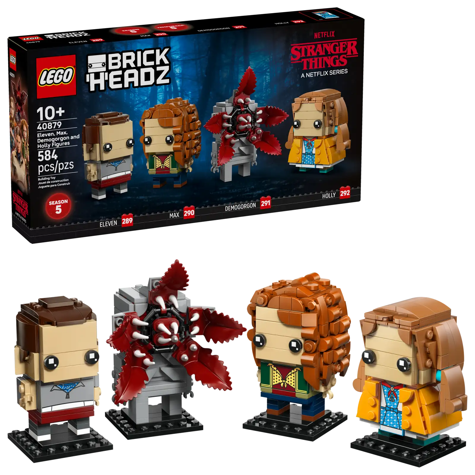 LEGO BrickHeadz Stranger Things – Figurines de Onze, Max, Démogorgon et Holly (40879)