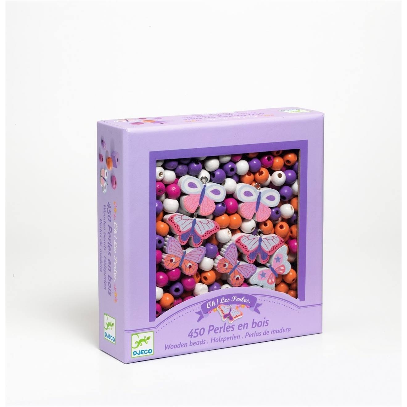 450 perles en bois papillons multicolore