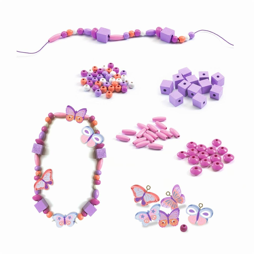 450 perles en bois papillons multicolore