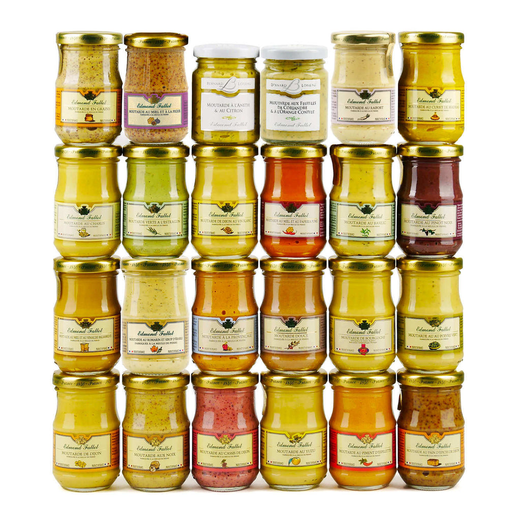 Les 24 pots de moutarde Fallot du calendrier de l'Avent