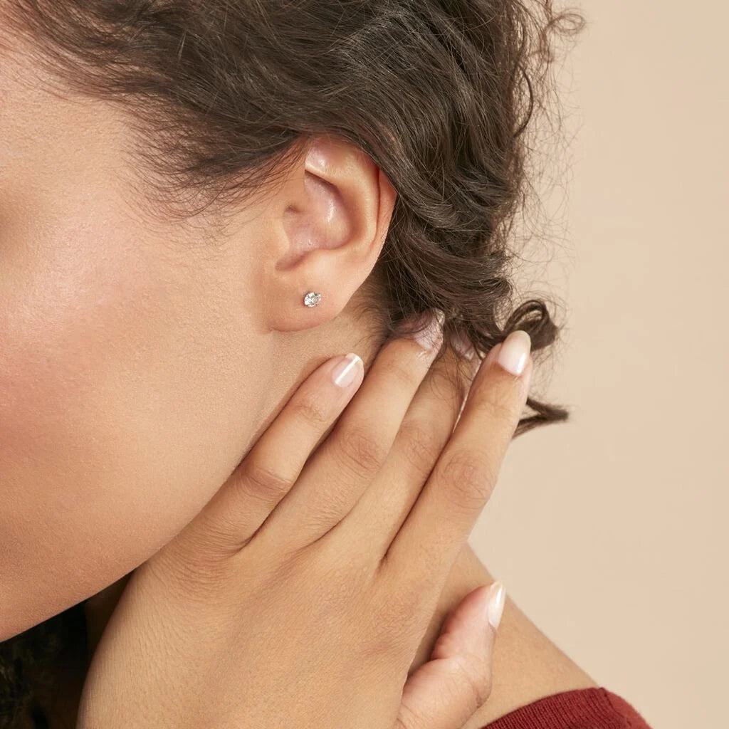 Boucles d’oreilles puces Laena argent blanc – Oxyde de zirconium