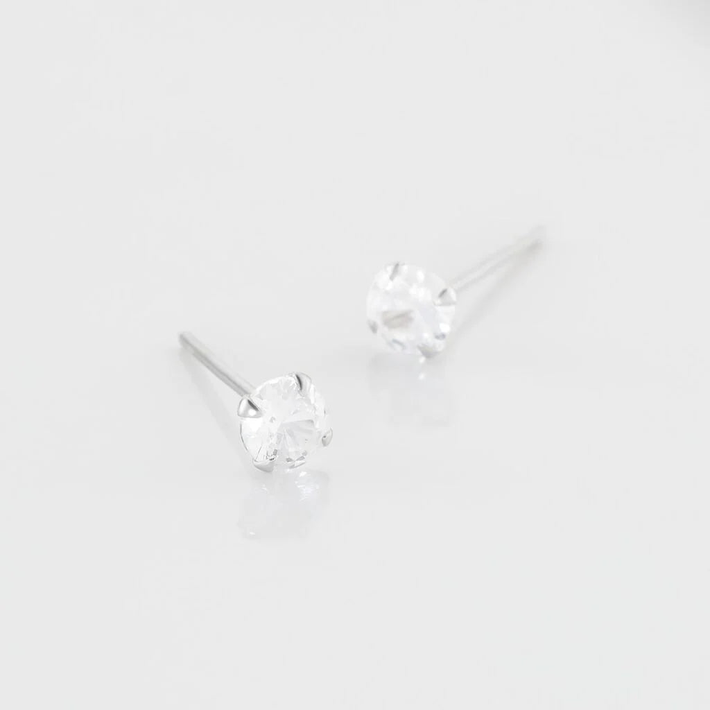 Boucles d’oreilles puces Laena argent blanc – Oxyde de zirconium
