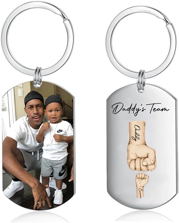 Porte-clés personnalisé papa prénom et photo gravés