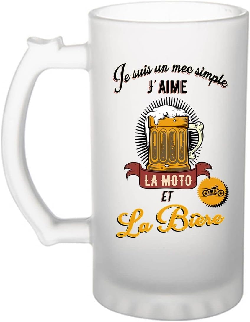 Chope à bière motard Moto et Bière pinte humour