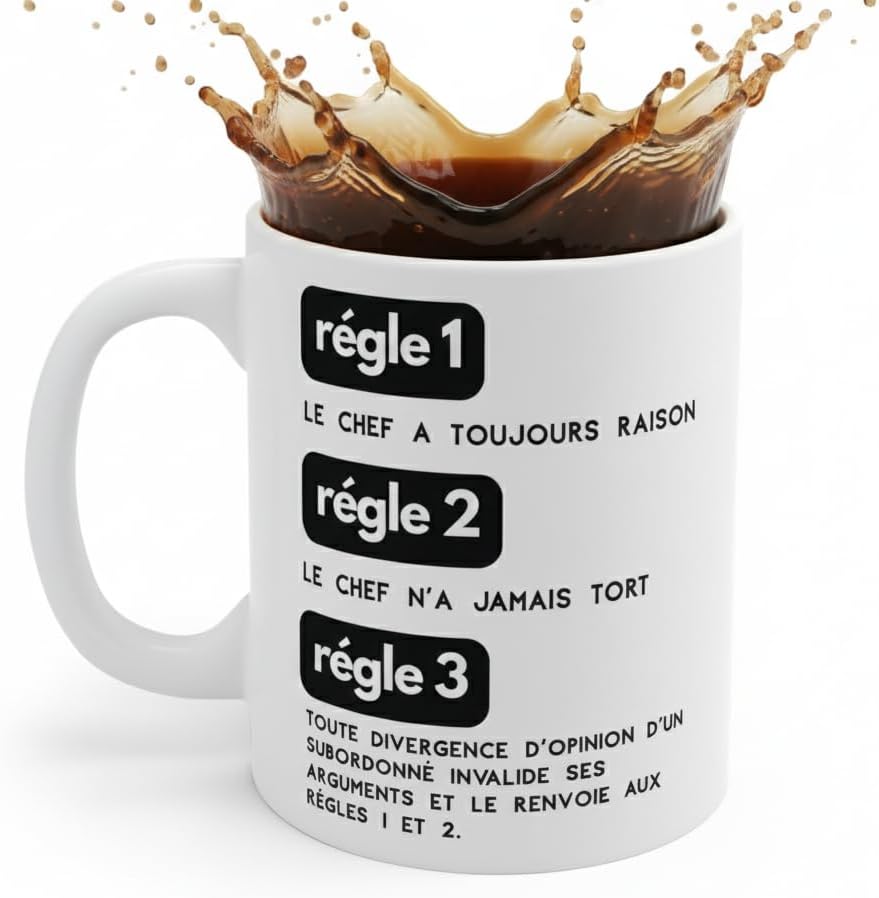 Mug humour Les Règles du Chef en céramique