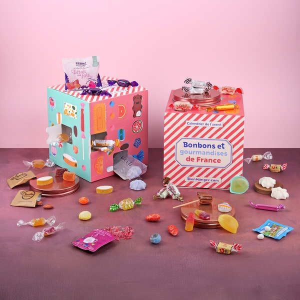 Cases ouvertes du calendrier de l'Avent Bonbons et Gourmandises de France