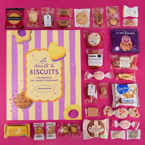 Contenu des 24 cases du calendrier La Boîte à Biscuits