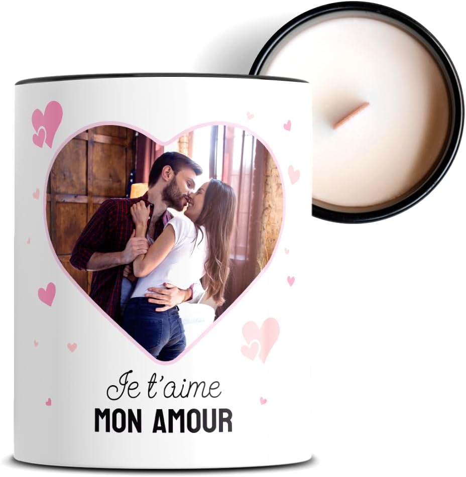 Bougie parfumée personnalisée avec photo et texte L'épicerie Chérie