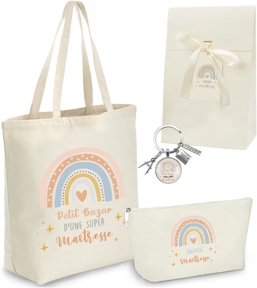 Tote bag « Maîtresse » + trousse & porte-clés