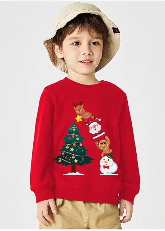 Pull de Noël enfant mixte rouge