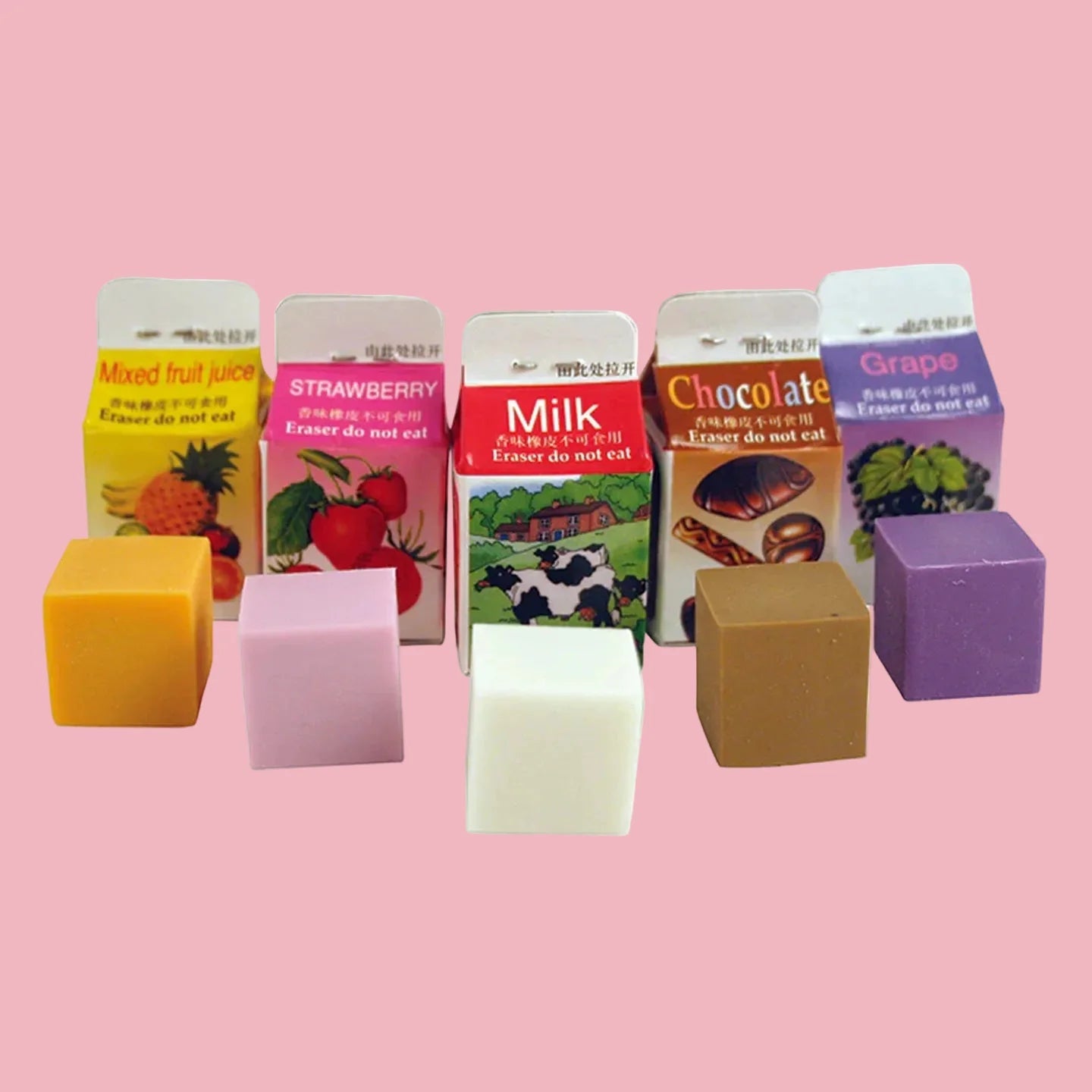 5 Gommes parfumées - La petite brique qui efface avec le sourire Kikkerland
