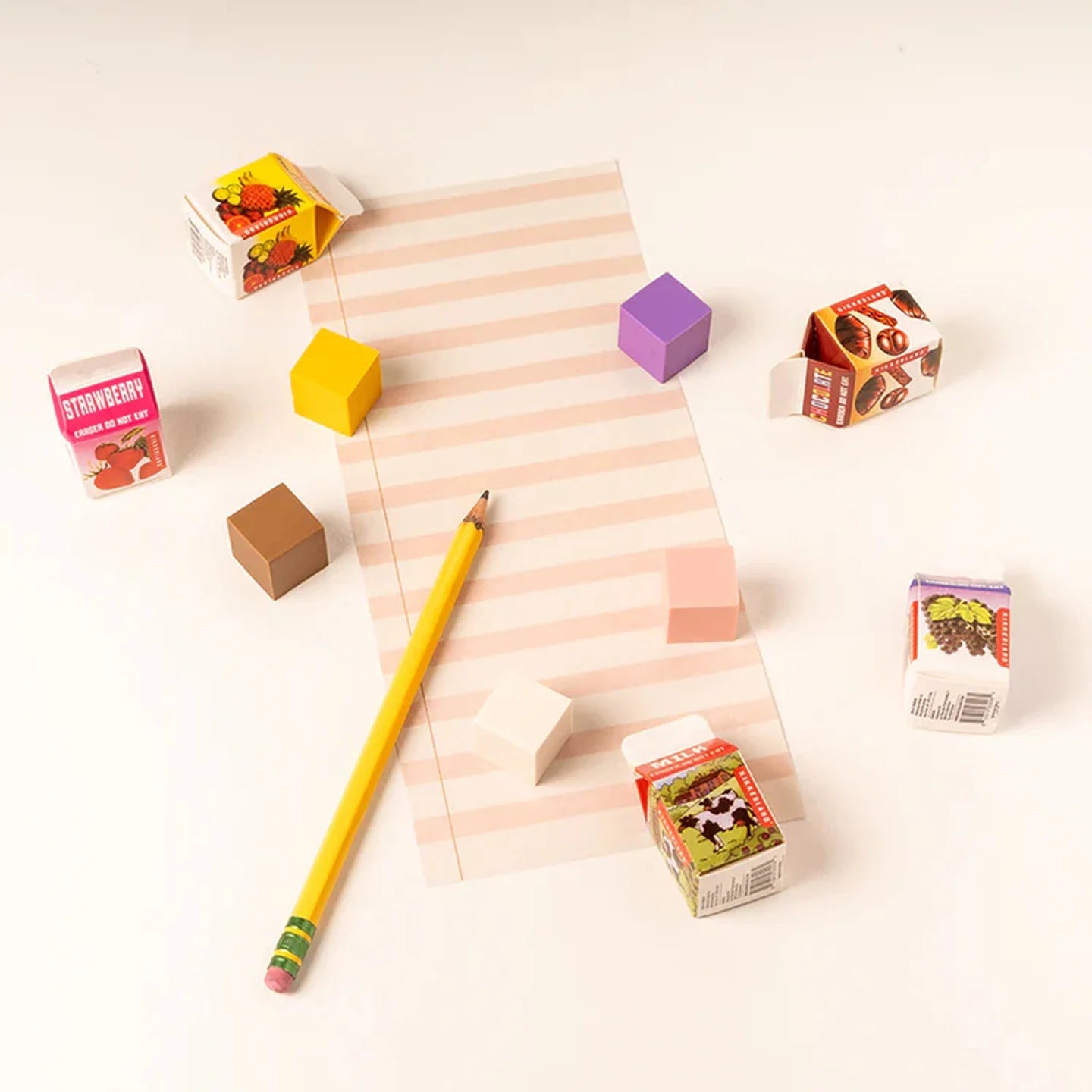 5 Gommes parfumées - La petite brique qui efface avec le sourire Kikkerland