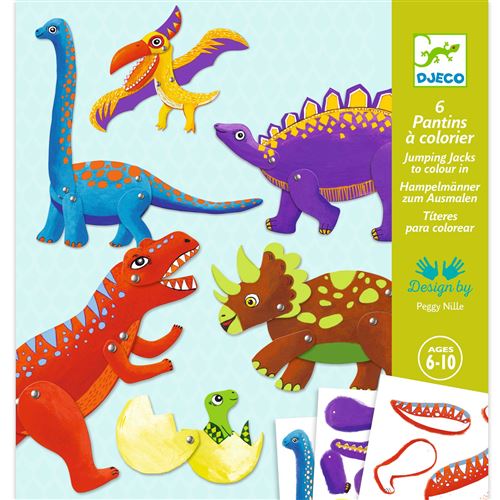 6 Pantins à colorier Dinosaures Djeco