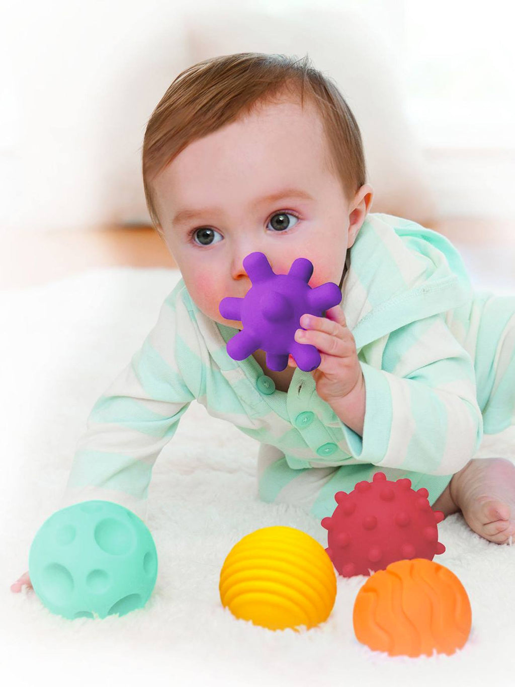 6 balles souples sensorielles multicolore