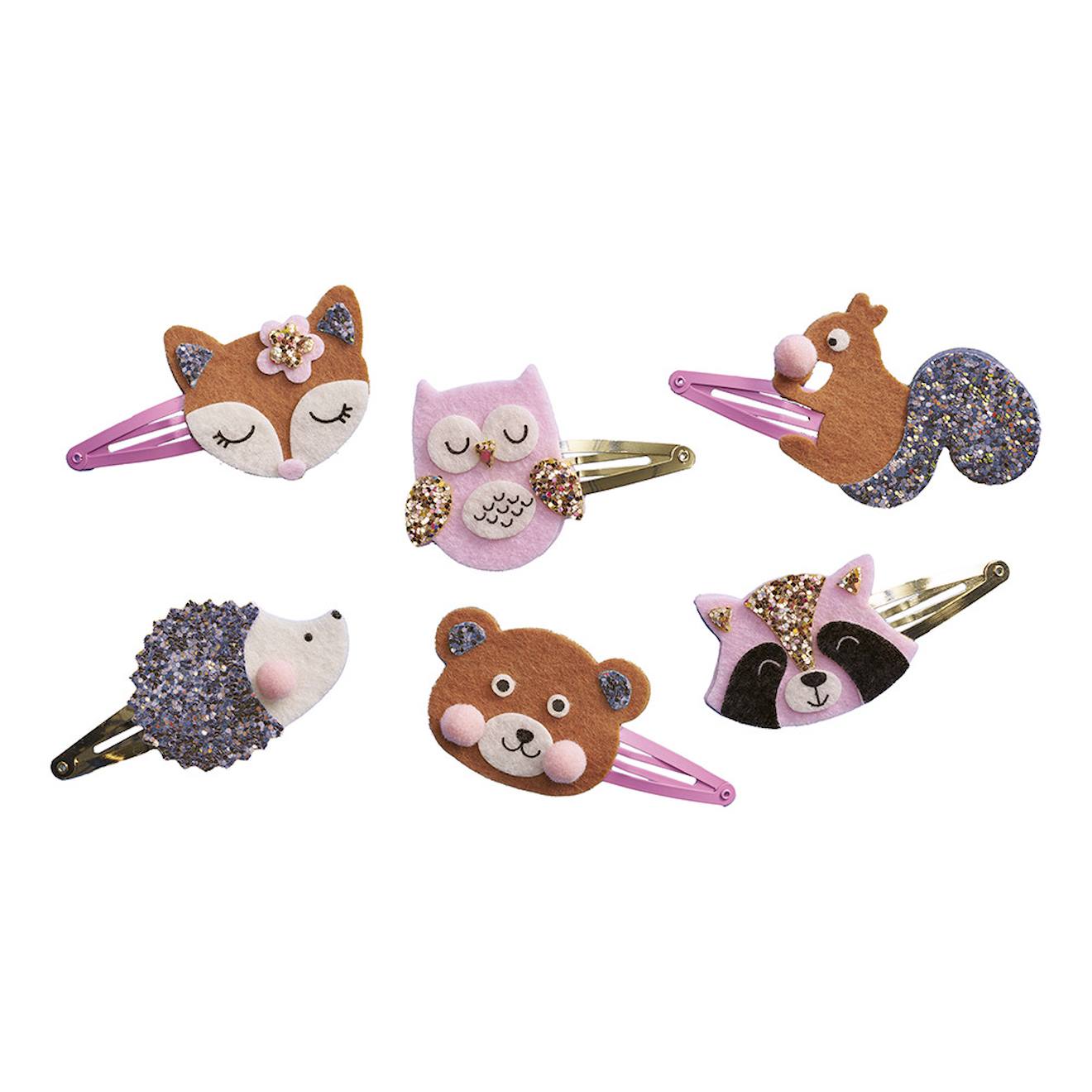 6 barrettes à créer animaux de la forêt marron