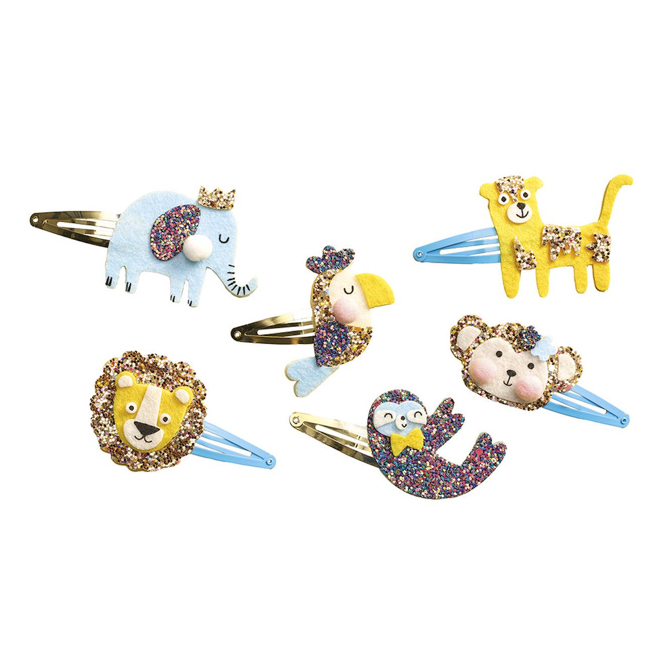 6 barrettes à créer animaux exotiques jaune