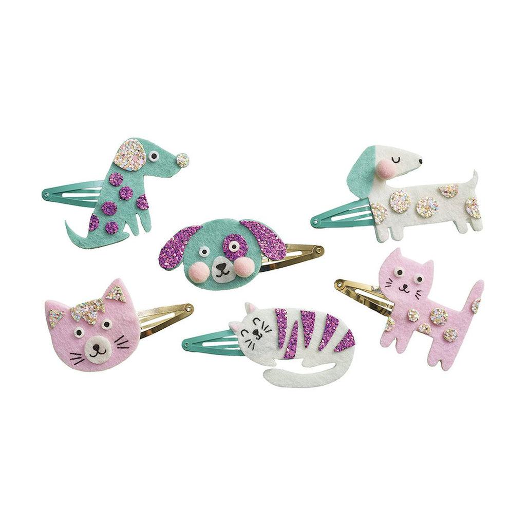 6 barrettes à créer chien et chat vert