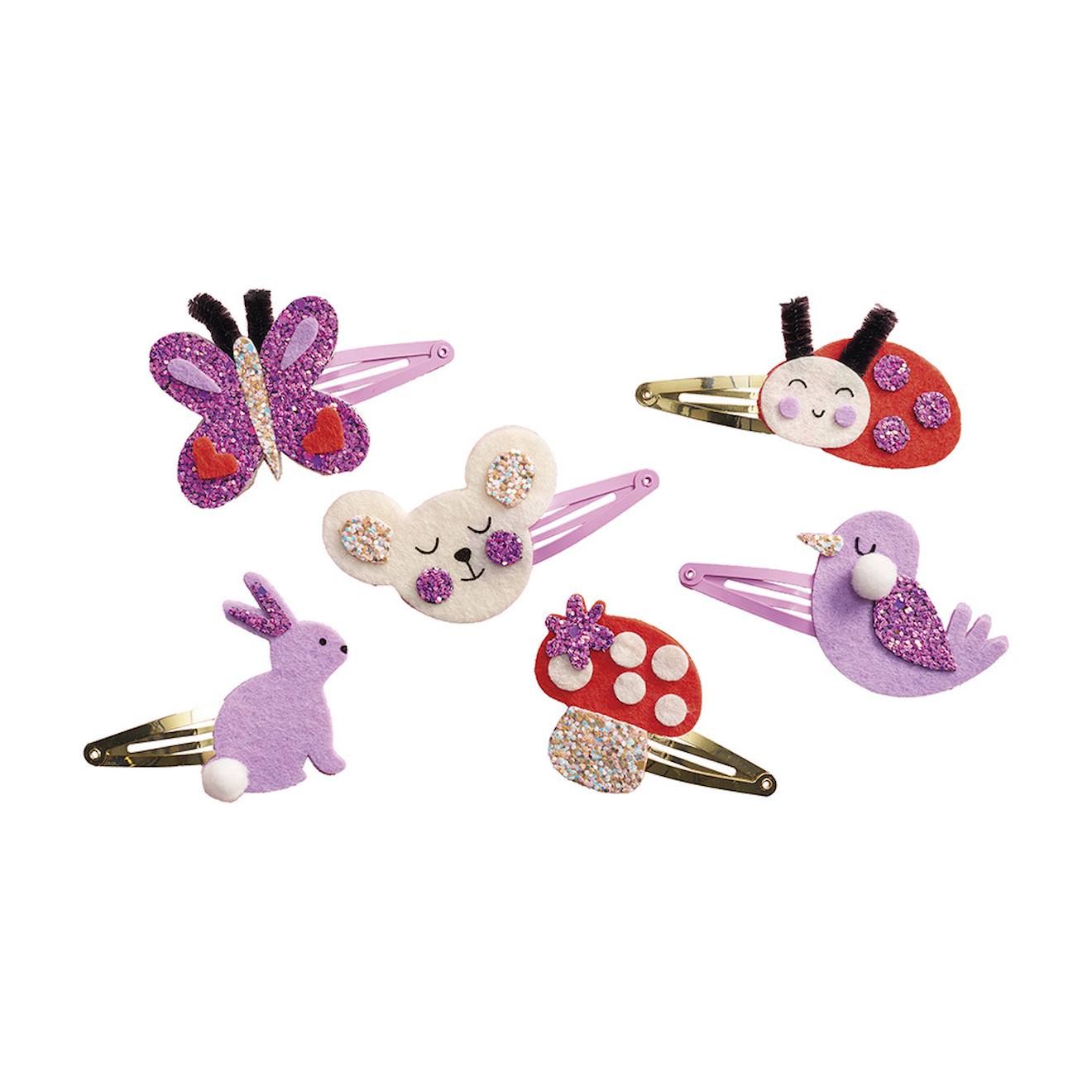6 barrettes à créer jardin fleuri rose