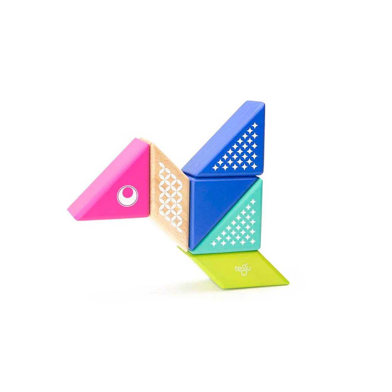 6 blocs en bois magnétiques - colibri bleu