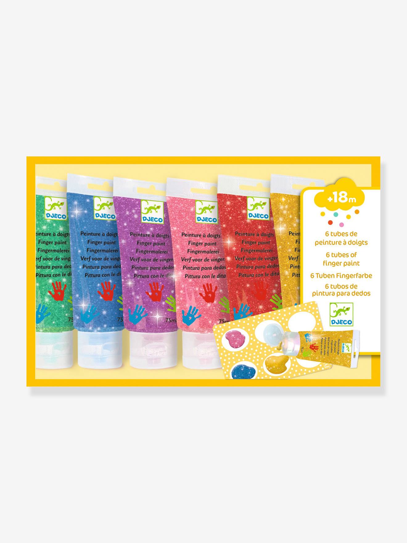 6 tubes de peinture à doigts paillettes - jaune