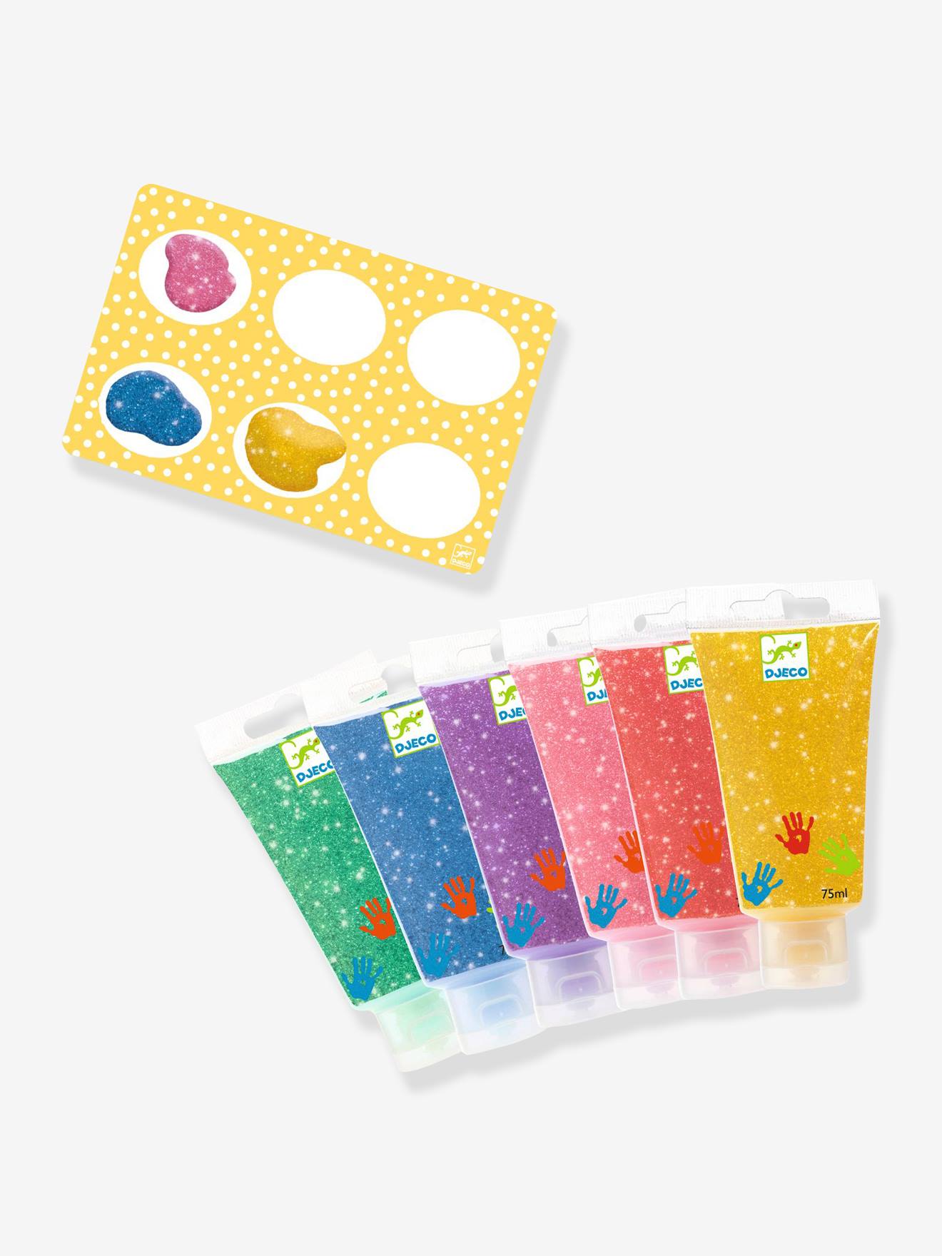 6 tubes de peinture à doigts paillettes - jaune