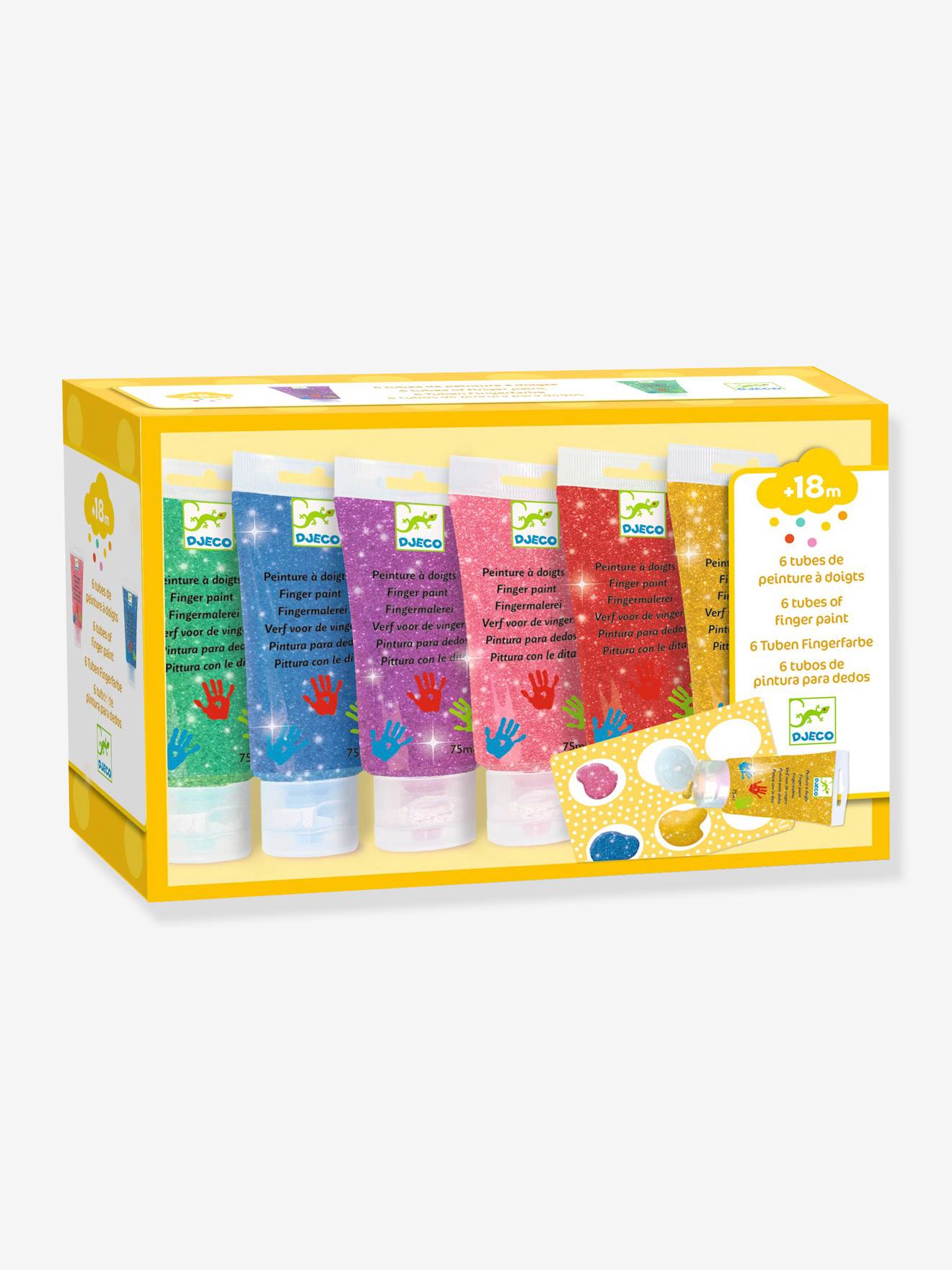 6 tubes de peinture à doigts paillettes - jaune