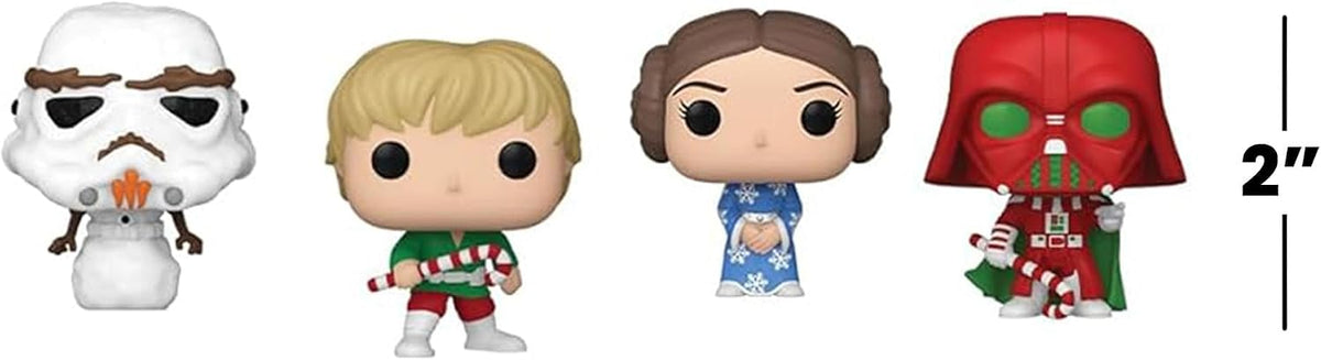Mini-figurines Pocket Pop! Stormtrooper, Luke, Leia et Dark Vador en tenue de Noël