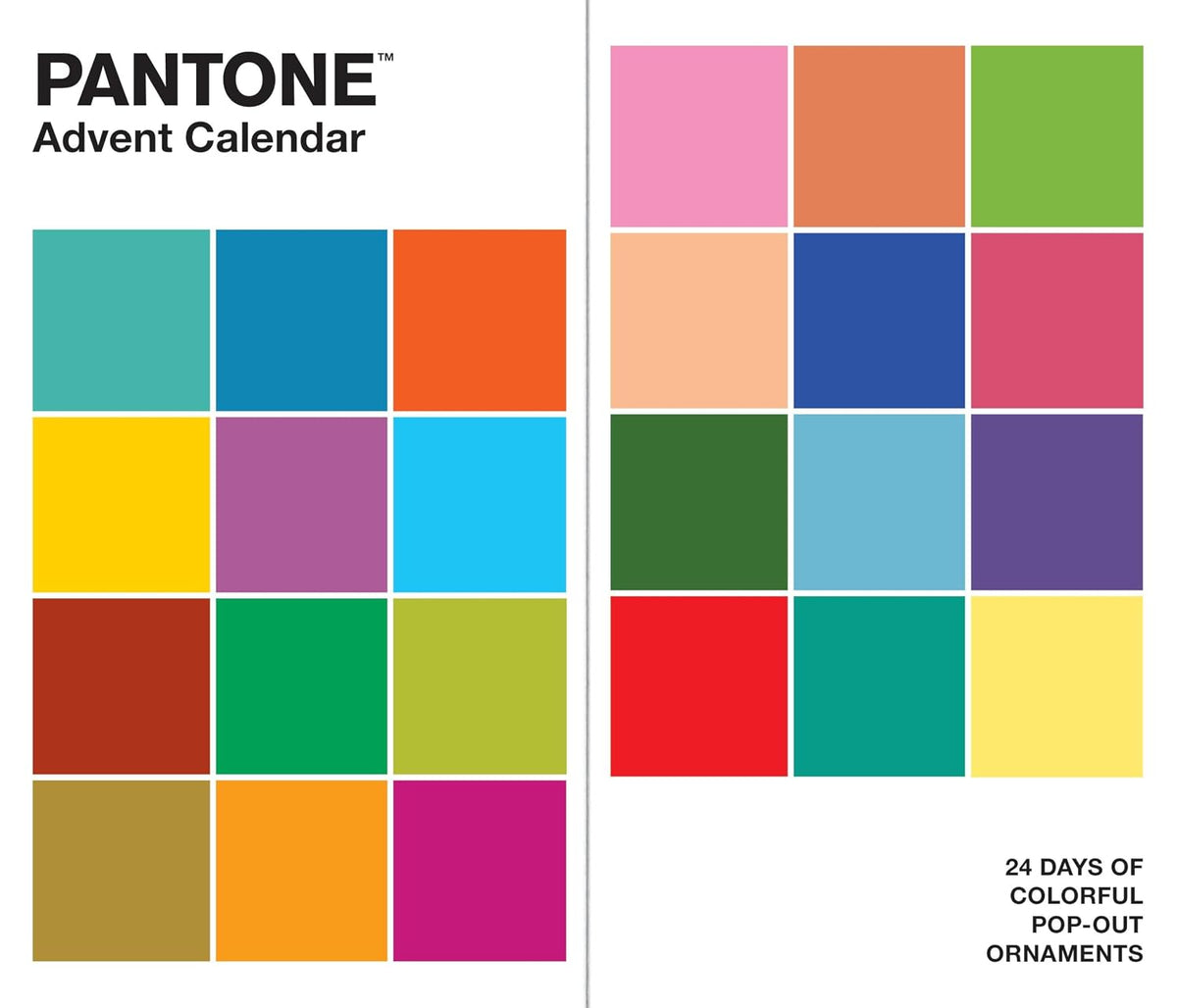 Calendrier de l'Avent Pantone 2026 ornements colorés