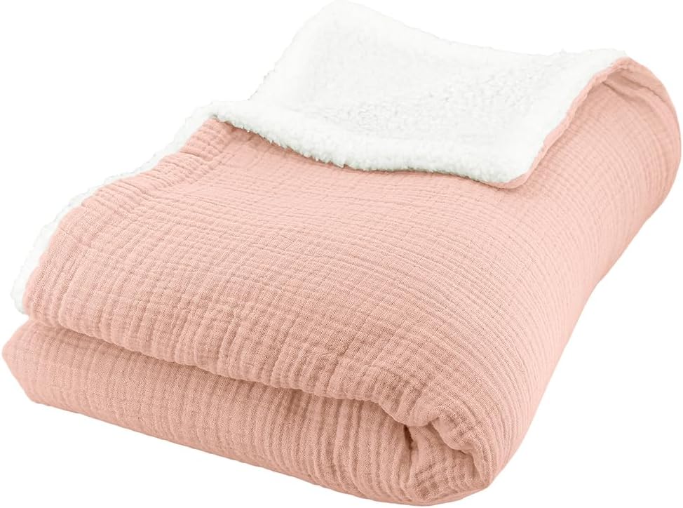 Plaid polaire & gaze de coton 130x170