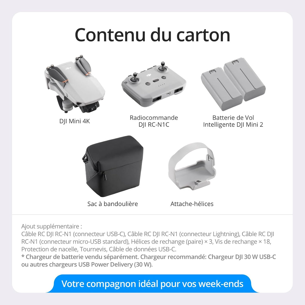 DJI Mini 4K (Bundle 62 min) : Le drone parfait pour débuter