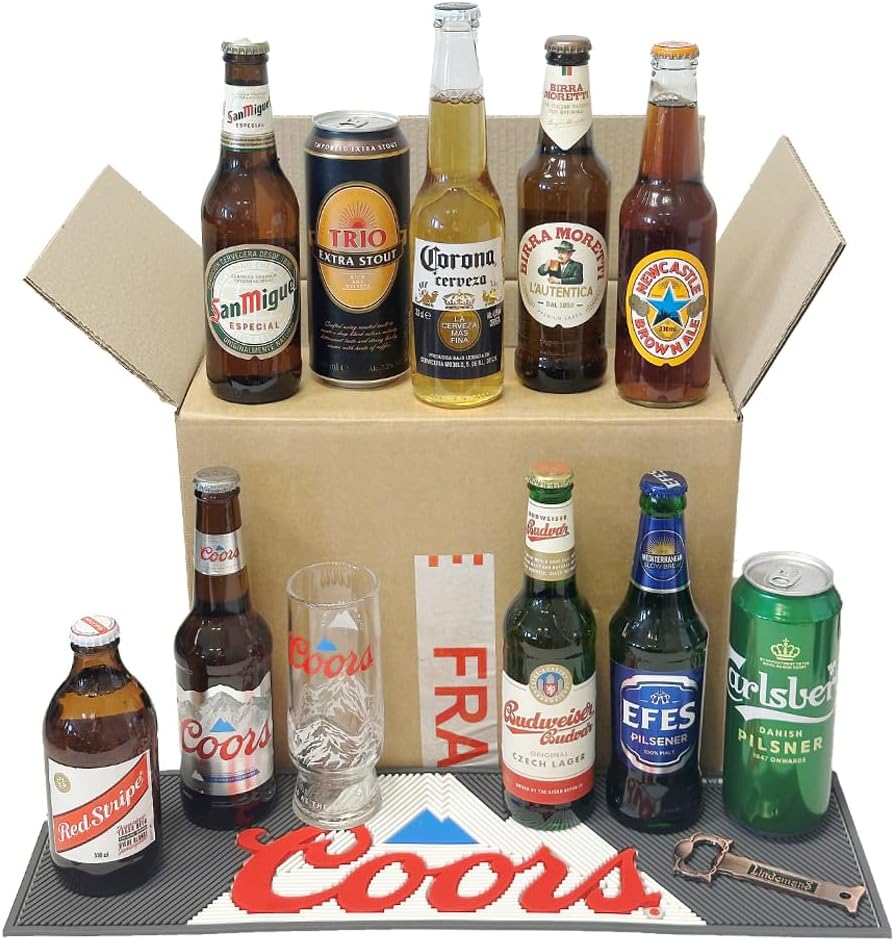 Box découverte 10 bières du monde avec accessoires