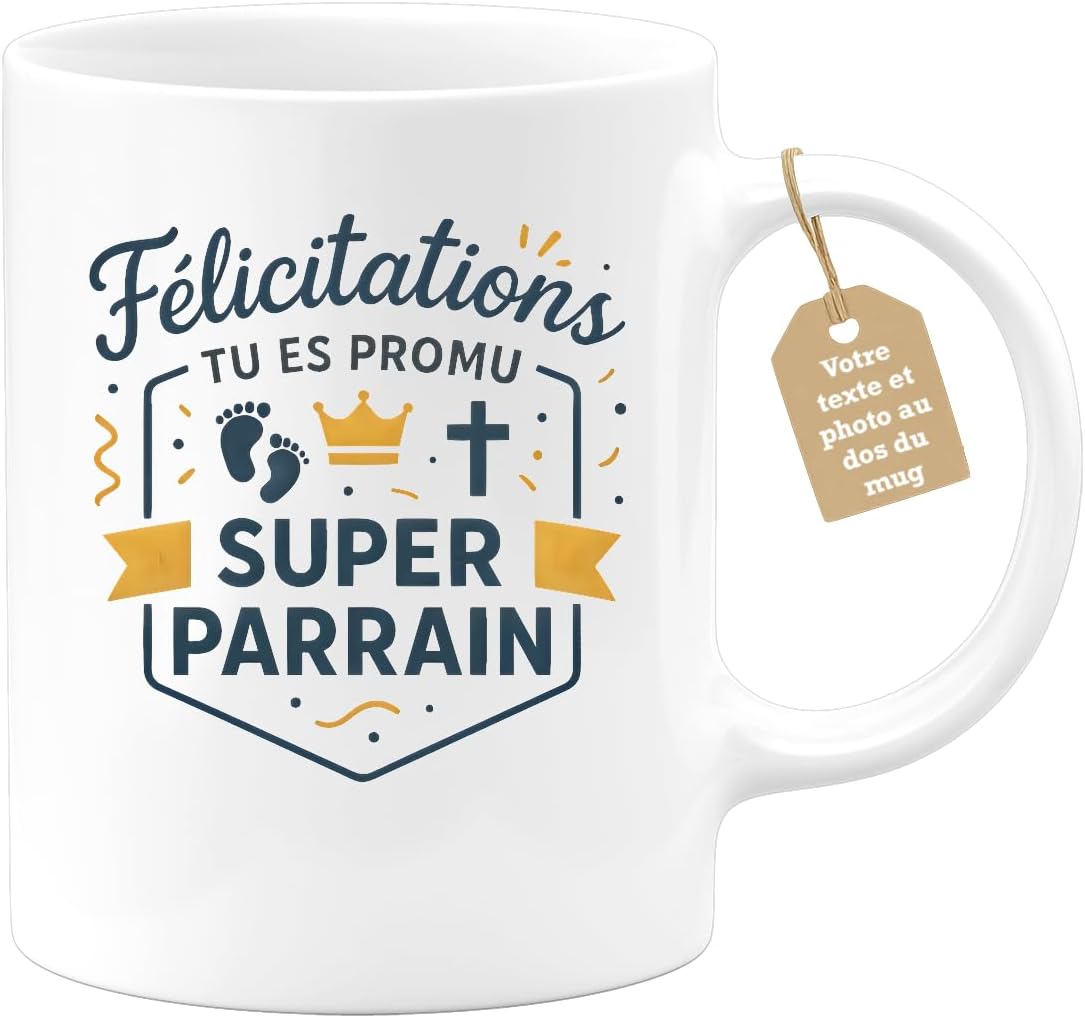 Mug personnalisable texte & photo « Félicitations » (quotedazur)
