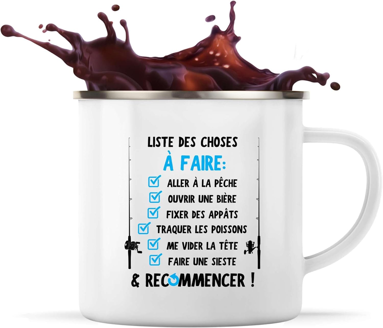 Mug émaillé La Liste du Pêcheur humour 360 ml